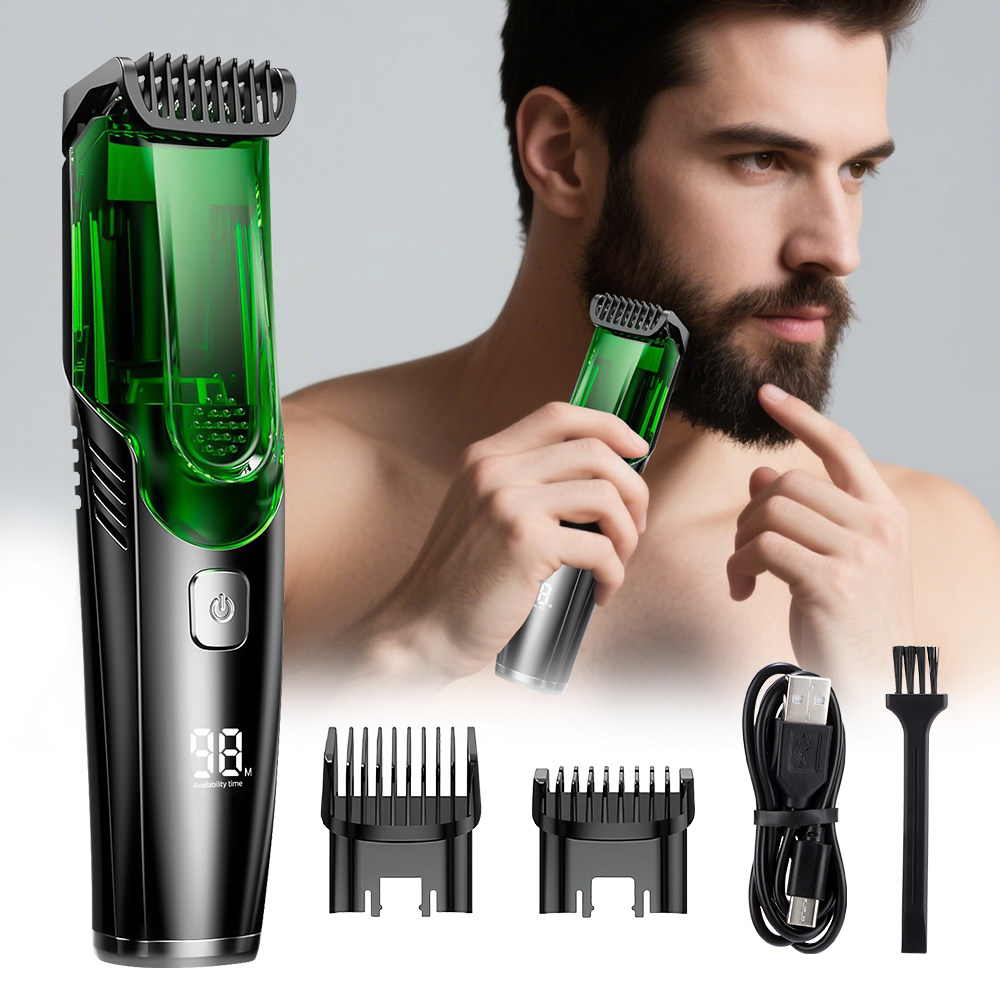 Men'S Grooming Vacuum - Cordless Men Beard Trimmer Electric Shaver