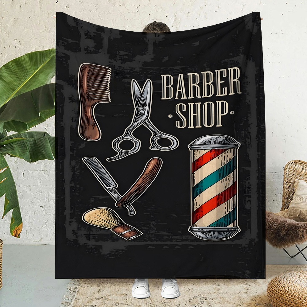 Vintage Barber Shop Throw Blan - Men Grooming Home ulasan dan harga
