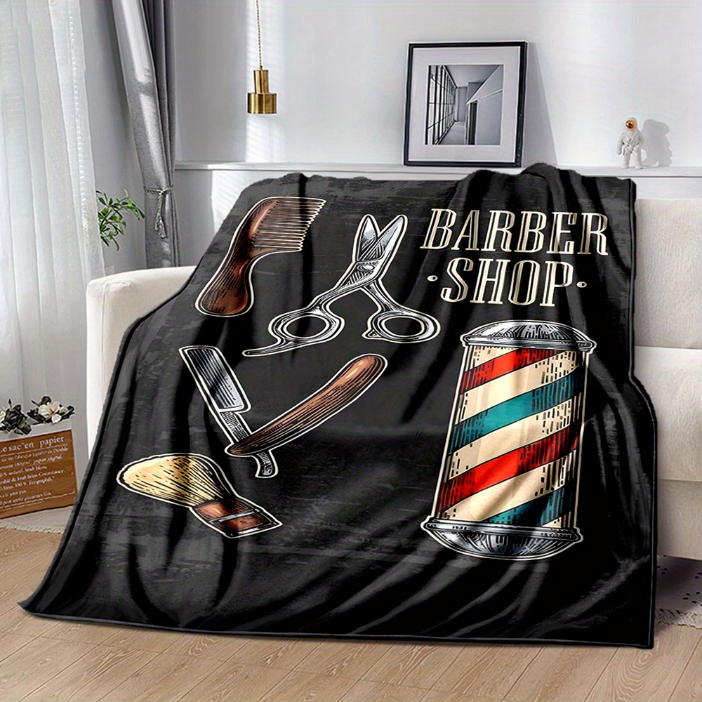 Vintage Barber Shop Throw Blan - Men Grooming Home ulasan dan harga