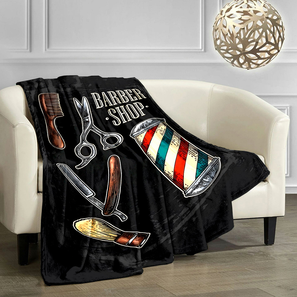 Vintage Barber Shop Throw Blan - Men Grooming Home ulasan dan harga
